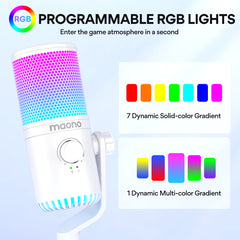 Maono DM30 RGB USB Microphone RGB Gaming Microphone Computer Mic USB Gaming Mic with Mic Gain and RGB Lighting for Pc,Phone