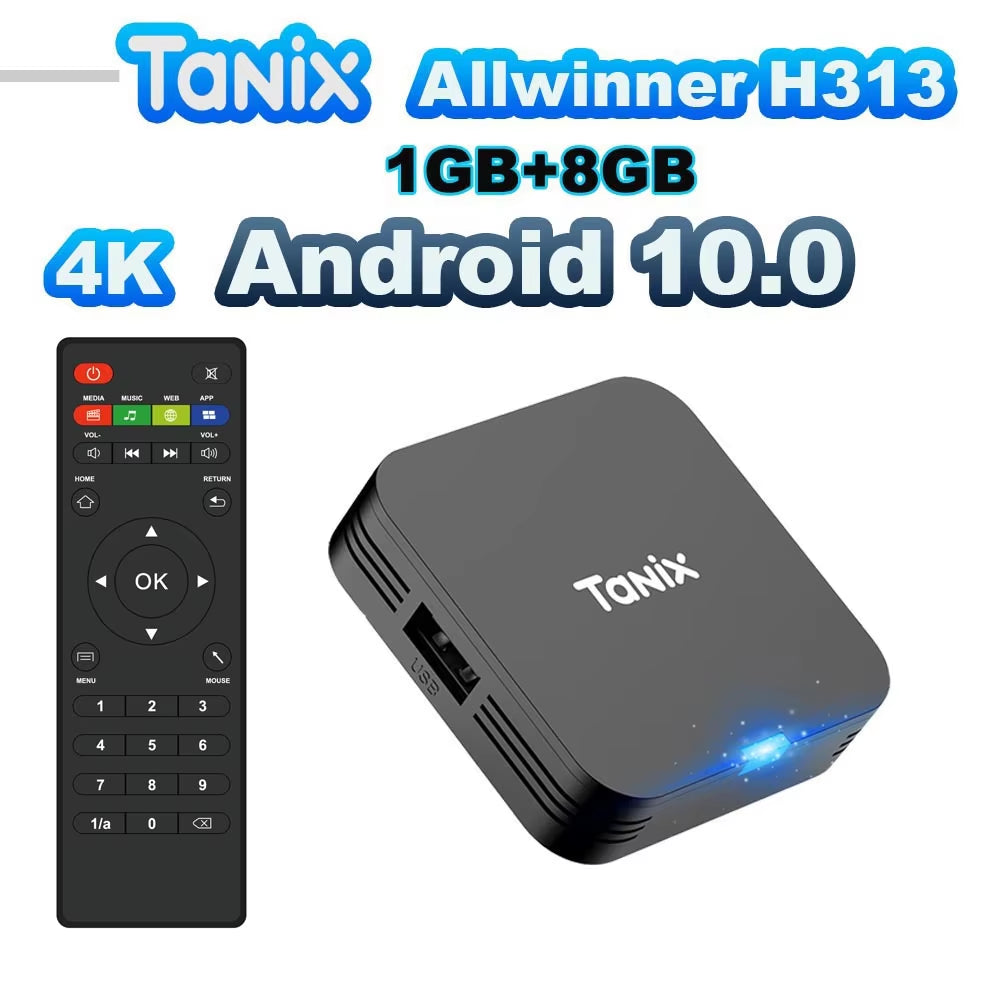 Tanix TX1 Android 10 TV Box 2.4G WIFI 4K HDR 3D 8GB 16GB Allwinner H313 Quad Core Global Media Player DC 5V/2A
