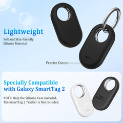 4 Pack Case Compatible with Galaxy Smarttag2 Holder, Soft Silicone Case with Keychain Anti-Lost Scratch Resistant Protective Cover Accessory for Samsung Galaxy Smart Tag2
