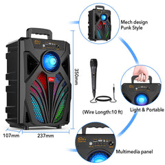 Wireless Portable Bluetooth Speaker Heavy Bass Sound System Party Subwoofer +Mic