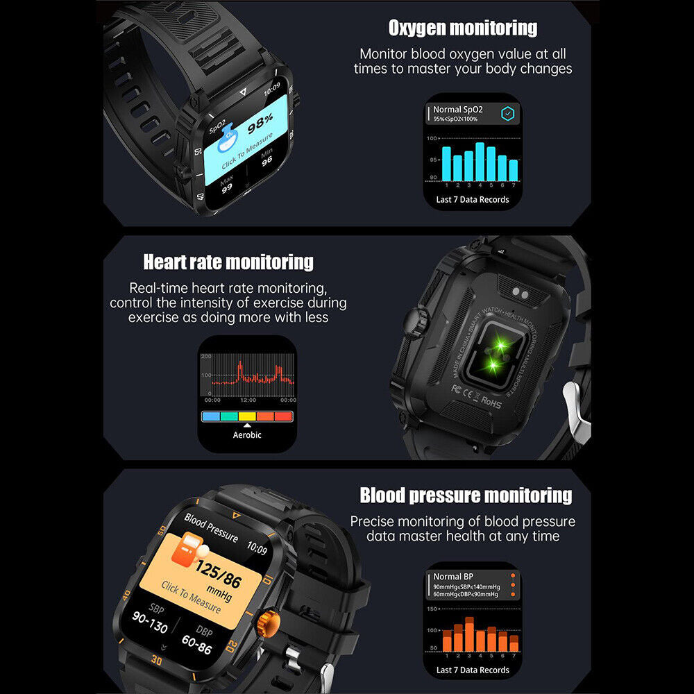 Smart Watch Men Women Fitness Tracker Blood Pressure Heart Rate Sport Watches UK