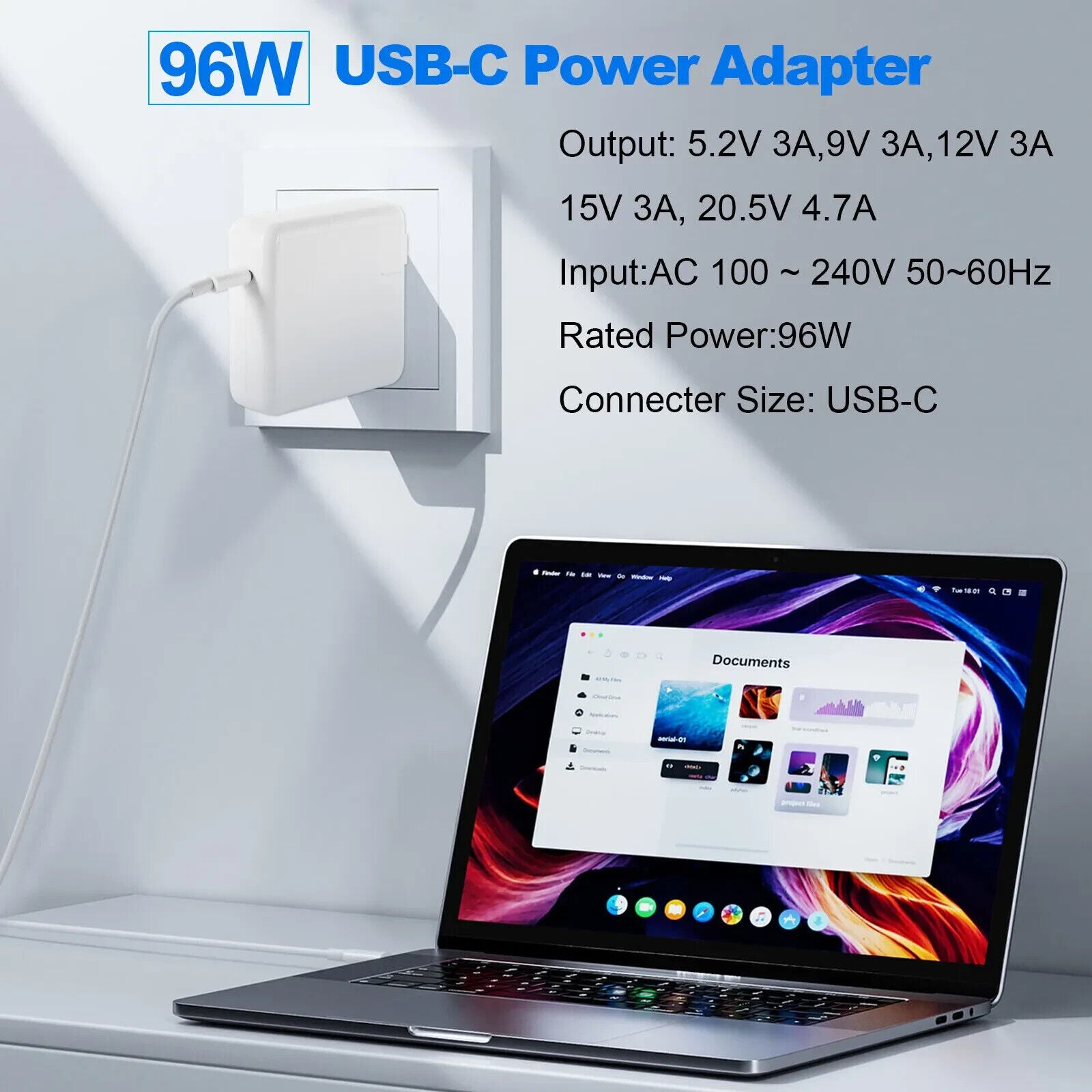 65W USB C Type C Adapter Charger for Macbook Pro A1708 2016 2017 2018 2019 2020