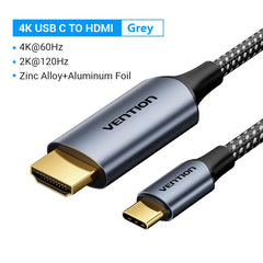 Vention USB C to HDMI Cable 8K Type C HDMI Thunderbolt 3 Adapter for Macbook Samsung Galaxy S10/S9 Huawei Honor Type C to HDMI