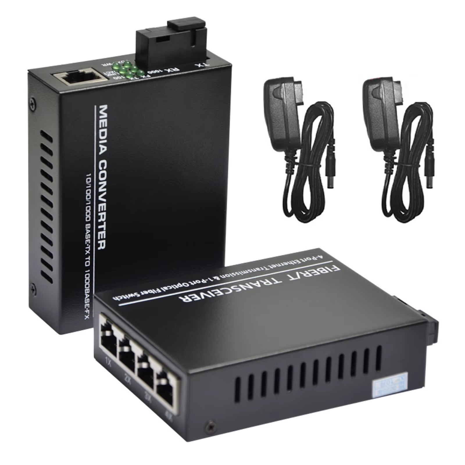 10/100/1000Mbps 1Port and 4Ports Ethernet to Fiber Optic Media Converter Single Mode 4 RJ45 and 1 SC Fiber Port