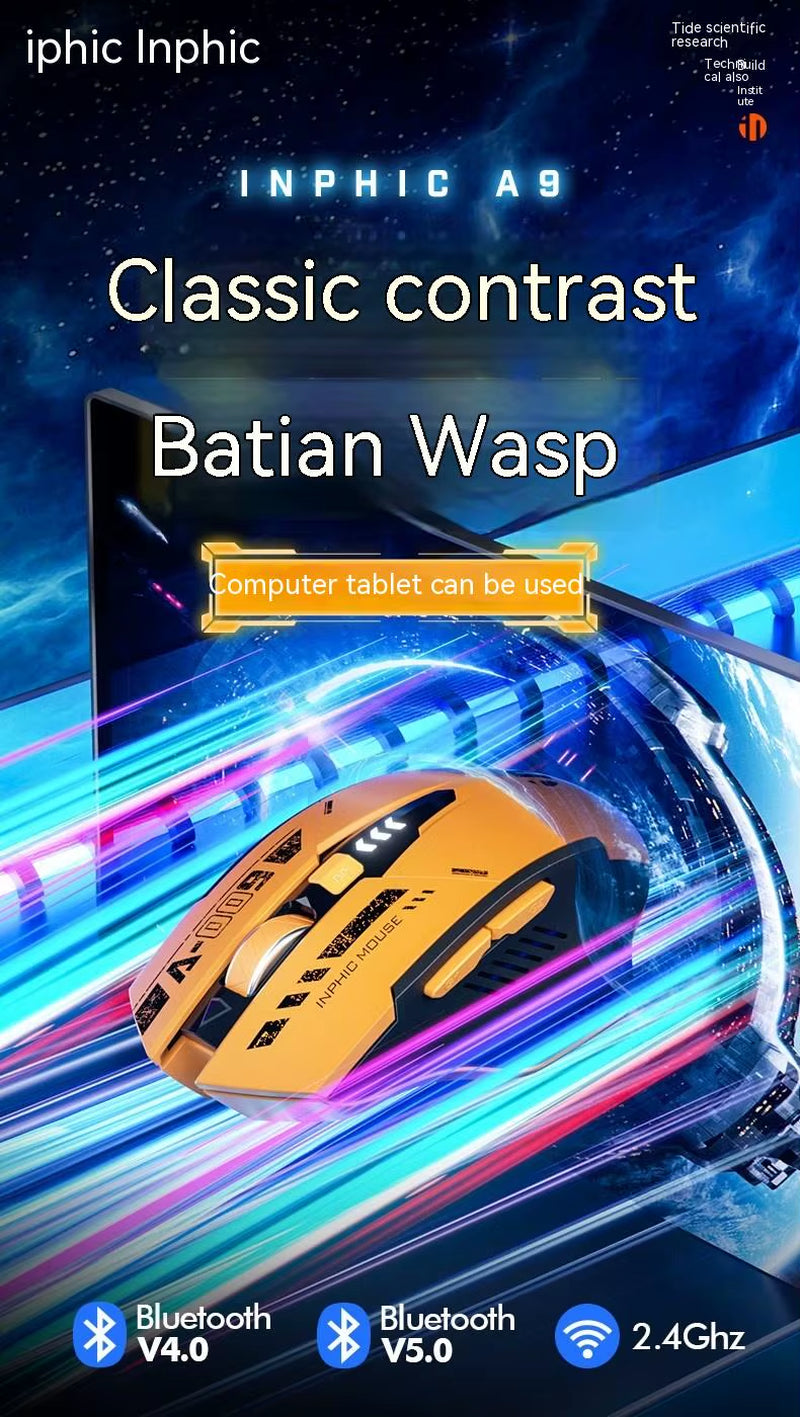 Inphic A9 2.4G Bluetooth Rechargeable Wireless Silent Gaming Mouse Three-Mode Mecha Style Mouse for Pc Office Laptop