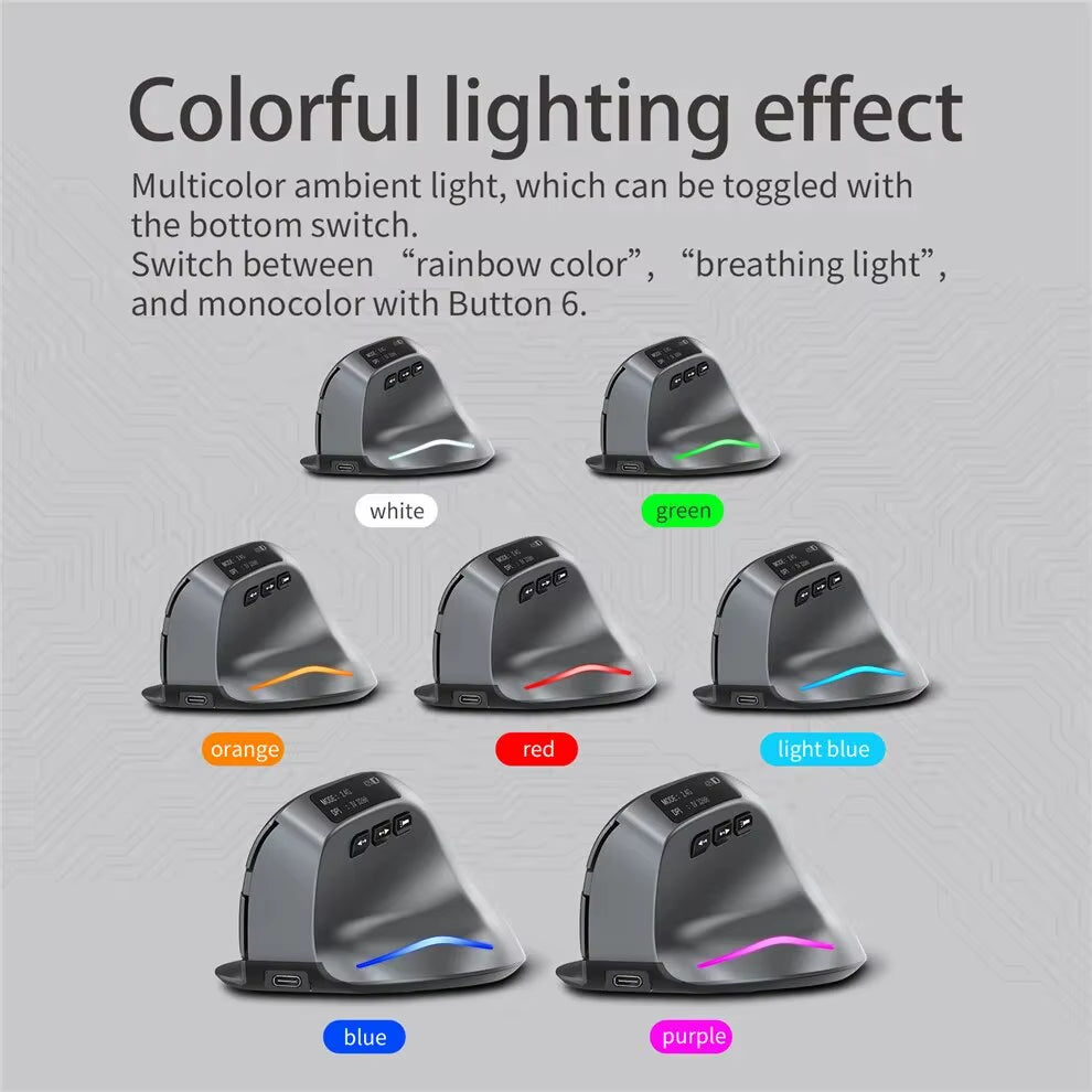 Wireless Gaming Mouse Rechargeable Bluetooth Mouse with LED Screen 2.4Ghz/Bluetooth,3200Dpi Wireless Gaming Mouse for Laptop,Pc