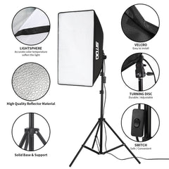 2×135W Softbox Lighting Kit Photography Continuous Soft Box Light Stand Studio