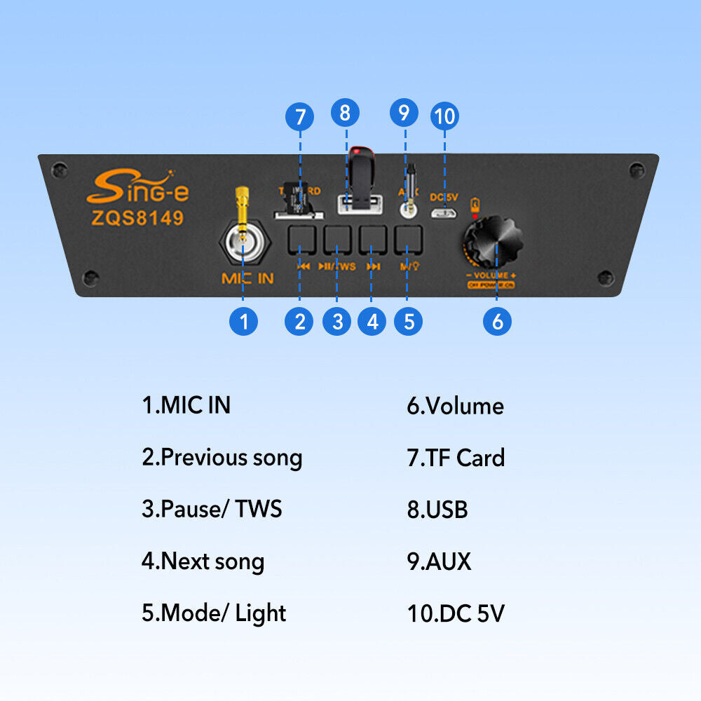 Wireless Portable Bluetooth Speaker Heavy Bass Sound System Party Subwoofer +Mic