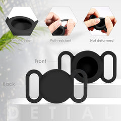 Airtag Dog Collar,Silicone Case for GPS Tracking Finder,Protective Cover Compatible with Apple Airtag,Safety and Anti-Lost,Dog Collar Cat Loop Holder Pet Accessories (Black-Black)