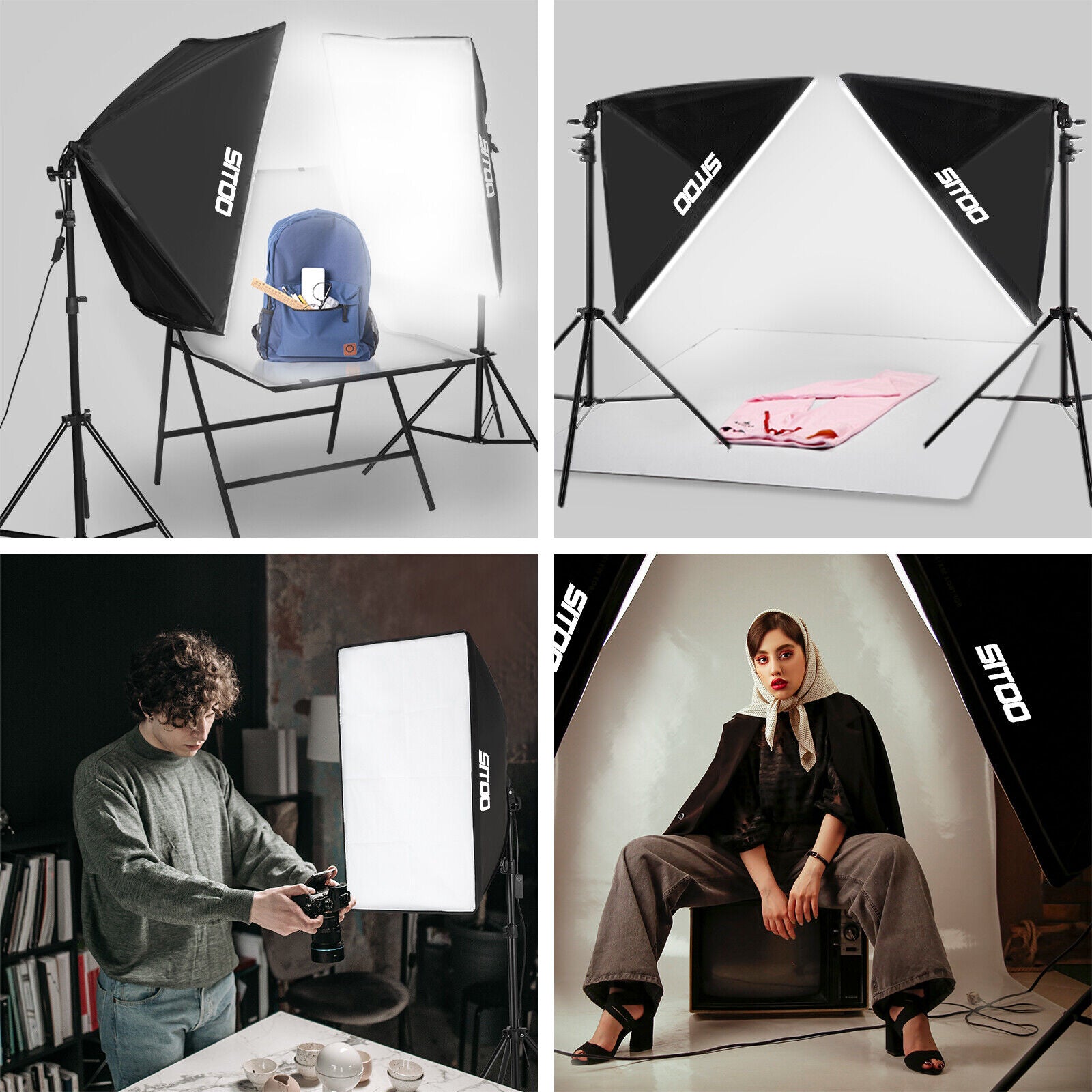 2×135W Softbox Lighting Kit Photography Continuous Soft Box Light Stand Studio