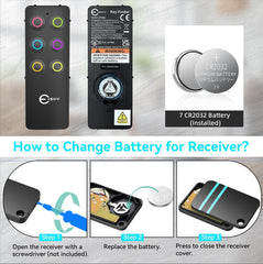 Key Finder Fob, Item Tracker Key Finders & Trackers with 85Db Noise Sound and 6 Receivers Wallet Finder and Item Locator for Finding Key Remote Wallet and Passport Batteries Included (Black)