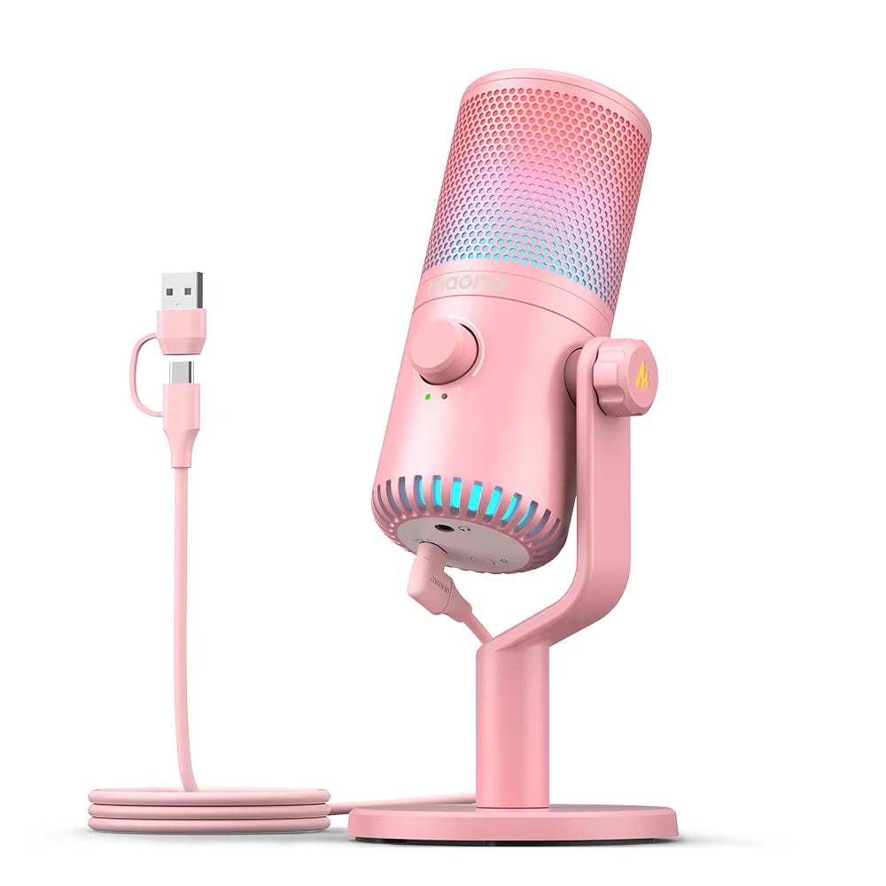 Maono DM30 RGB USB Microphone RGB Gaming Microphone Computer Mic USB Gaming Mic with Mic Gain and RGB Lighting for Pc,Phone