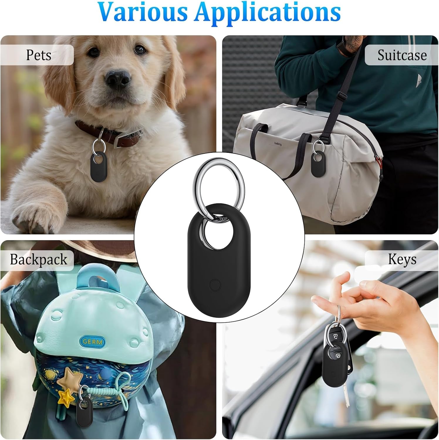 4 Pack Case Compatible with Galaxy Smarttag2 Holder, Soft Silicone Case with Keychain Anti-Lost Scratch Resistant Protective Cover Accessory for Samsung Galaxy Smart Tag2