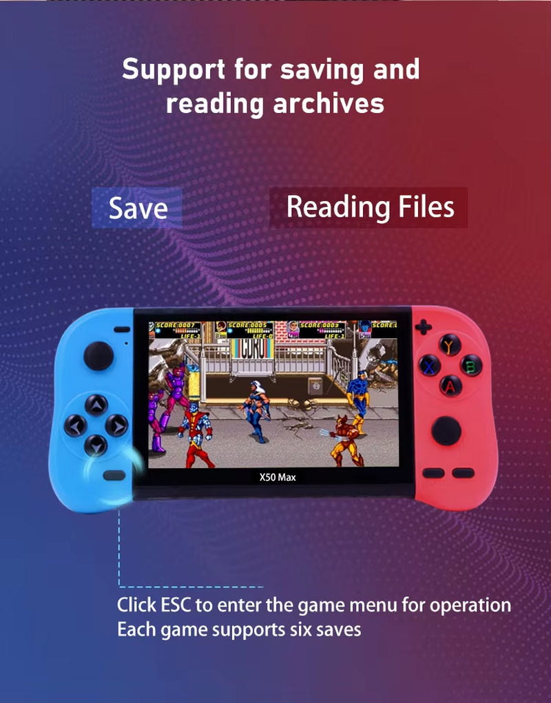 VILCORN X50 MAX Handheld Game Console for PS1 Retro Games Kids Video Game Player for GBA/SNES Portable Audio Gaming Console