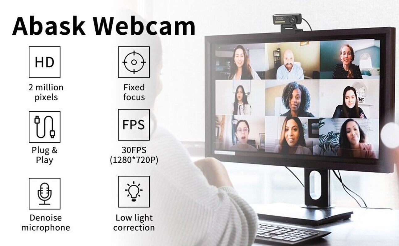 Full HD Webcam USB Autofocus Web Camera with Microphone for PC Laptop NEW UK