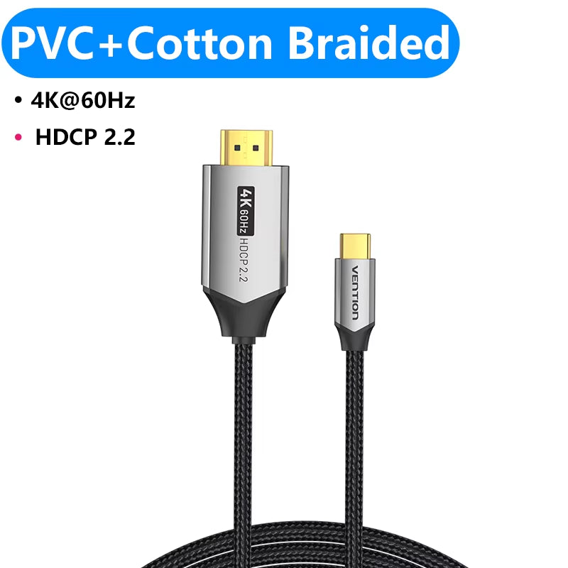 Vention USB C to HDMI Cable 8K Type C HDMI Thunderbolt 3 Adapter for Macbook Samsung Galaxy S10/S9 Huawei Honor Type C to HDMI