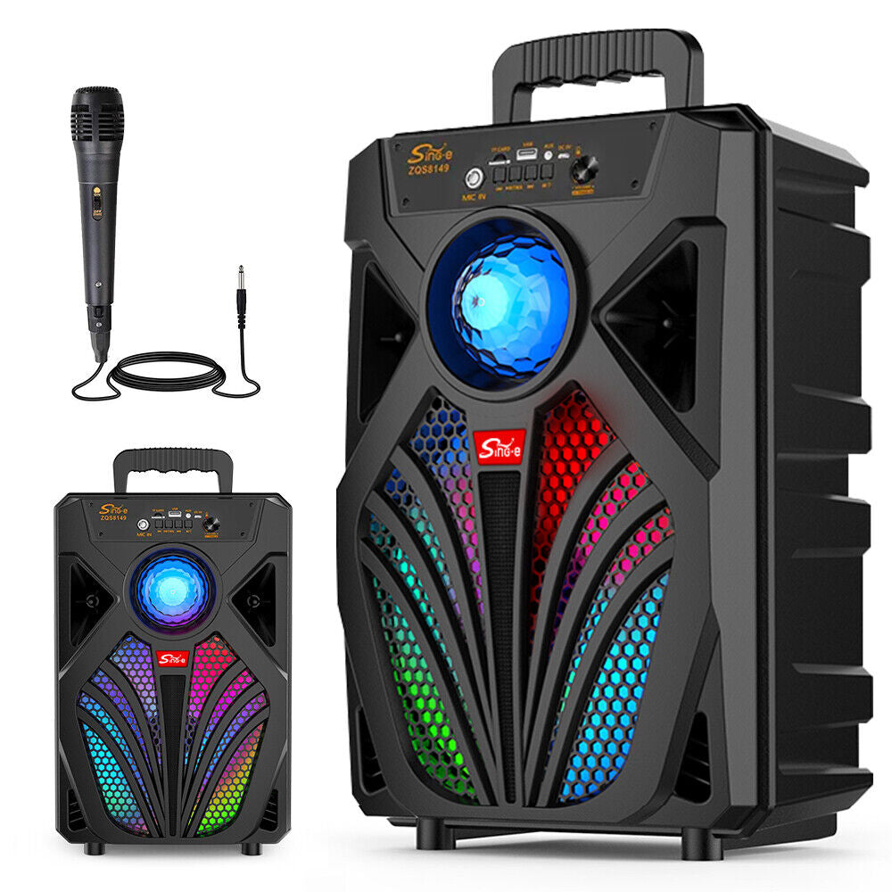Wireless Portable Bluetooth Speaker Heavy Bass Sound System Party Subwoofer +Mic