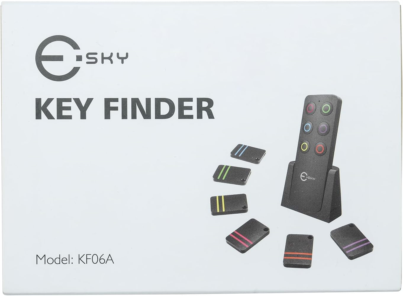 Key Finder Fob, Item Tracker Key Finders & Trackers with 85Db Noise Sound and 6 Receivers Wallet Finder and Item Locator for Finding Key Remote Wallet and Passport Batteries Included (Black)