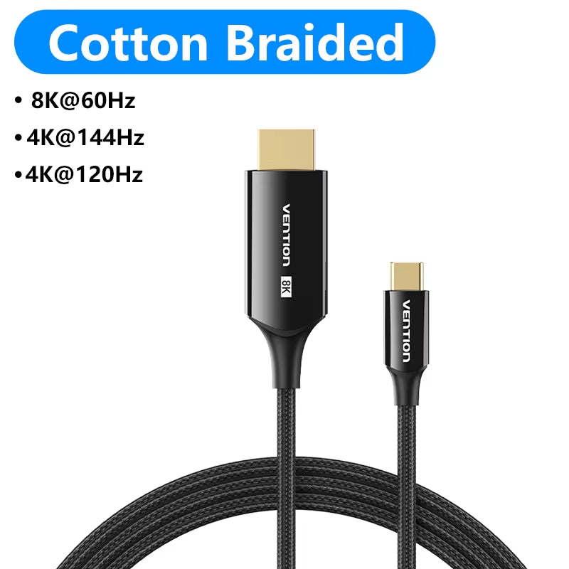 Vention USB C to HDMI Cable 8K Type C HDMI Thunderbolt 3 Adapter for Macbook Samsung Galaxy S10/S9 Huawei Honor Type C to HDMI