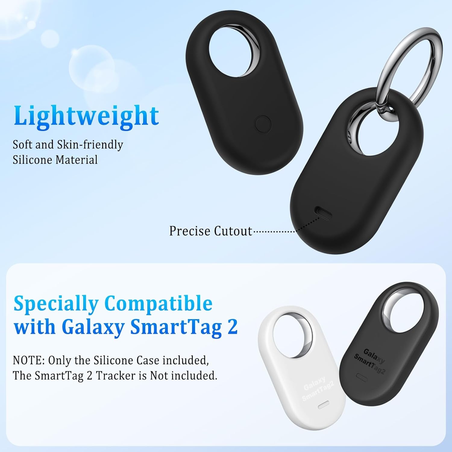4 Pack Case Compatible with Galaxy Smarttag2 Holder, Soft Silicone Case with Keychain Anti-Lost Scratch Resistant Protective Cover Accessory for Samsung Galaxy Smart Tag2