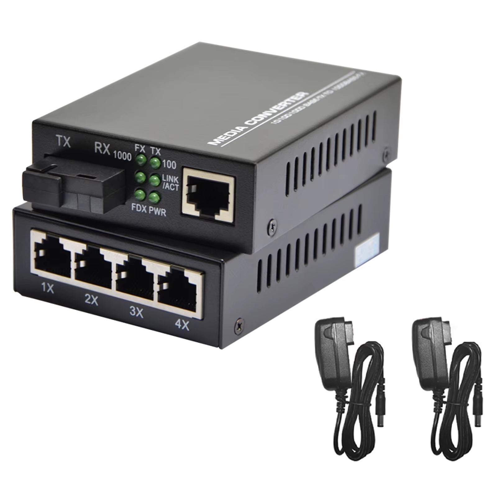 10/100/1000Mbps 1Port and 4Ports Ethernet to Fiber Optic Media Converter Single Mode 4 RJ45 and 1 SC Fiber Port