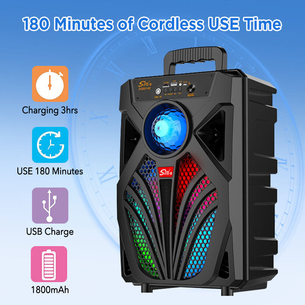 Wireless Portable Bluetooth Speaker Heavy Bass Sound System Party Subwoofer +Mic