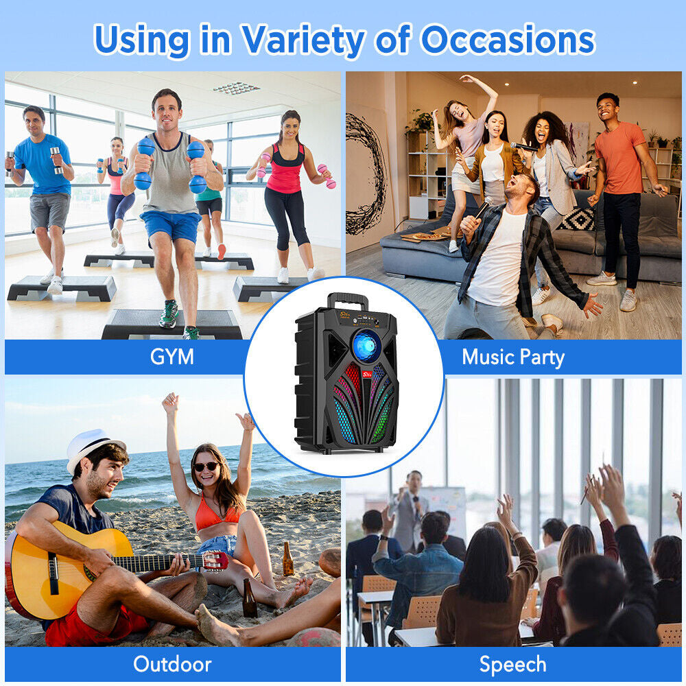 Wireless Portable Bluetooth Speaker Heavy Bass Sound System Party Subwoofer +Mic