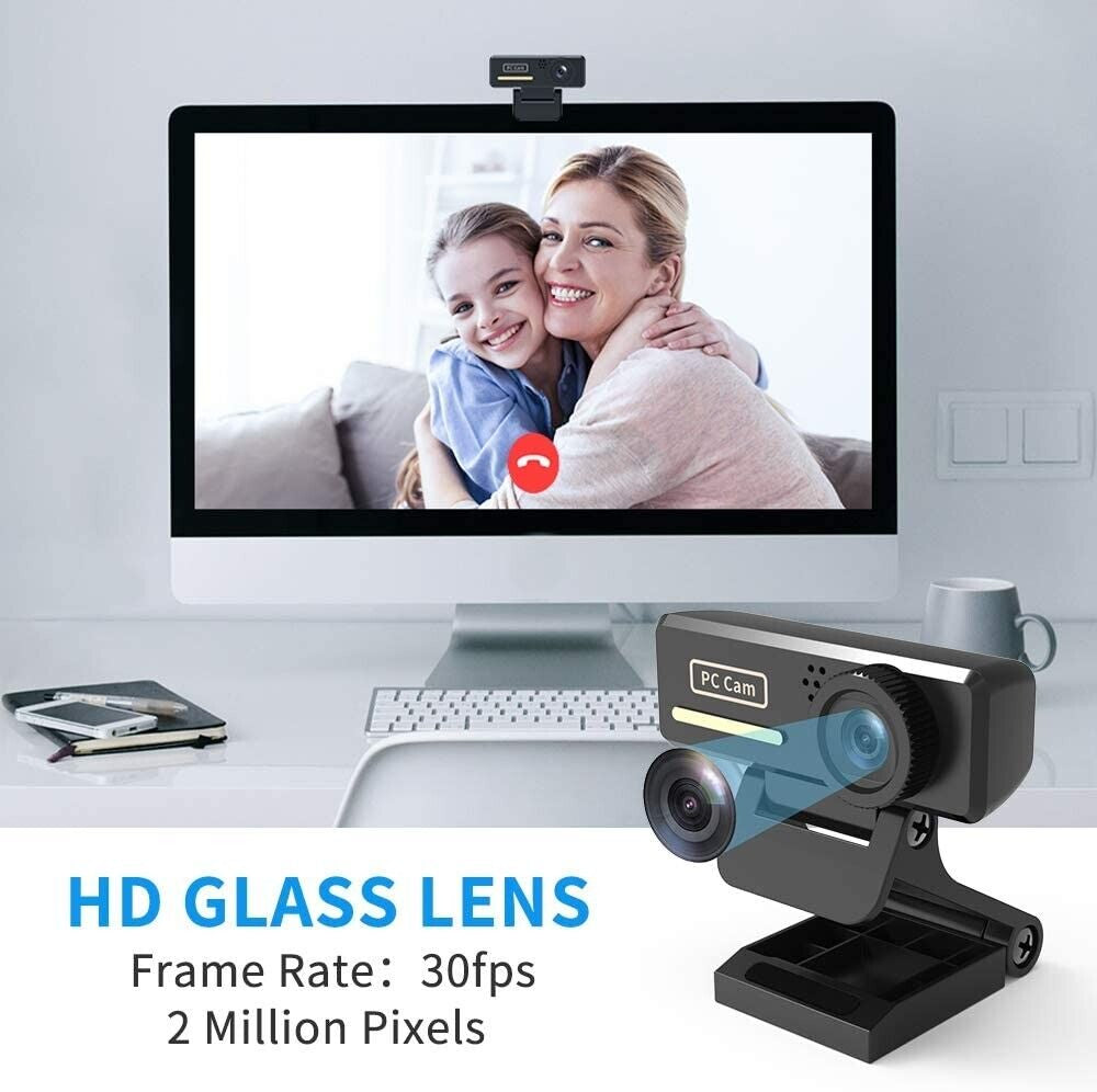 Full HD Webcam USB Autofocus Web Camera with Microphone for PC Laptop NEW UK