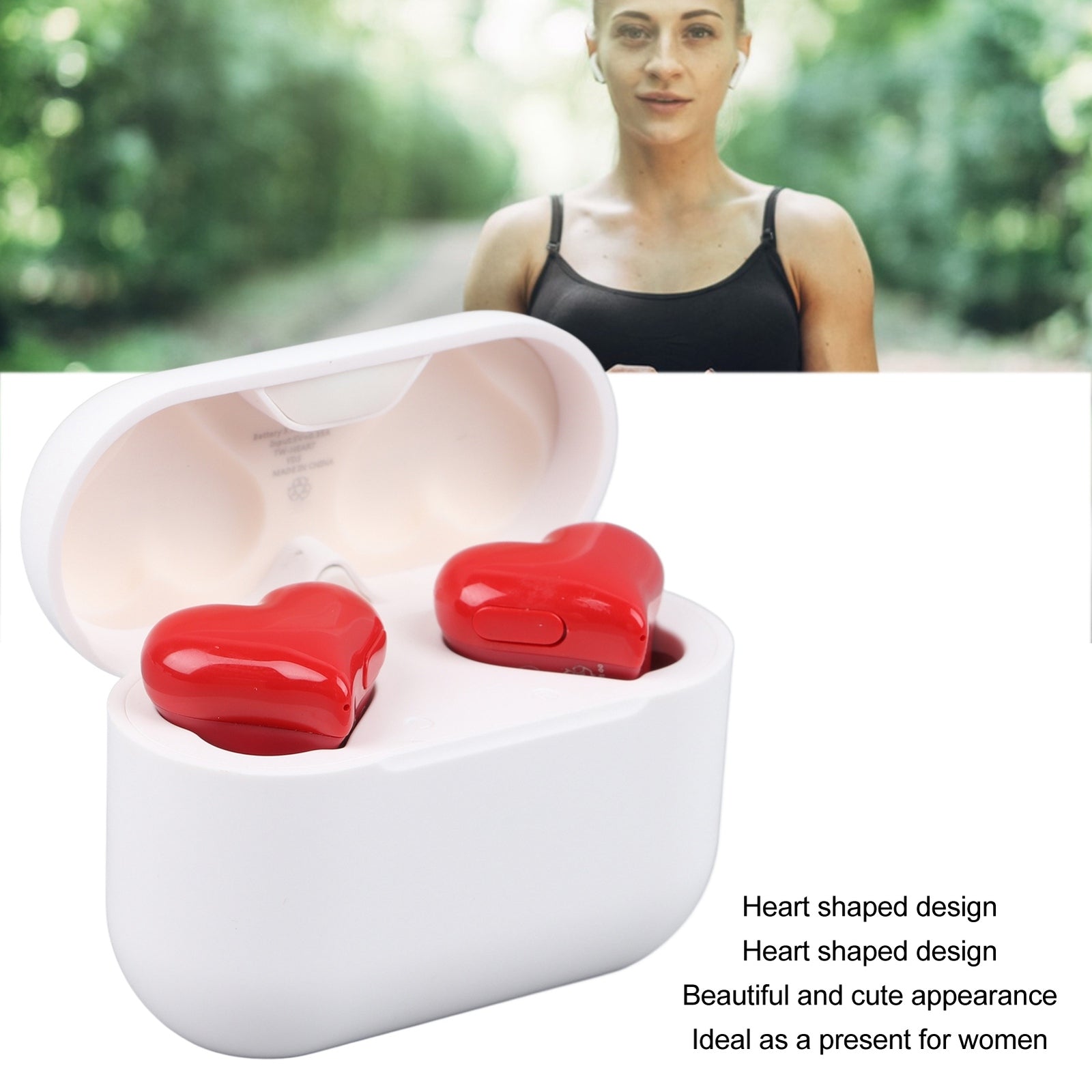 Wireless Earbuds Stylish Lightweight Noise Canceling Stereo Heart Shaped BT GHB