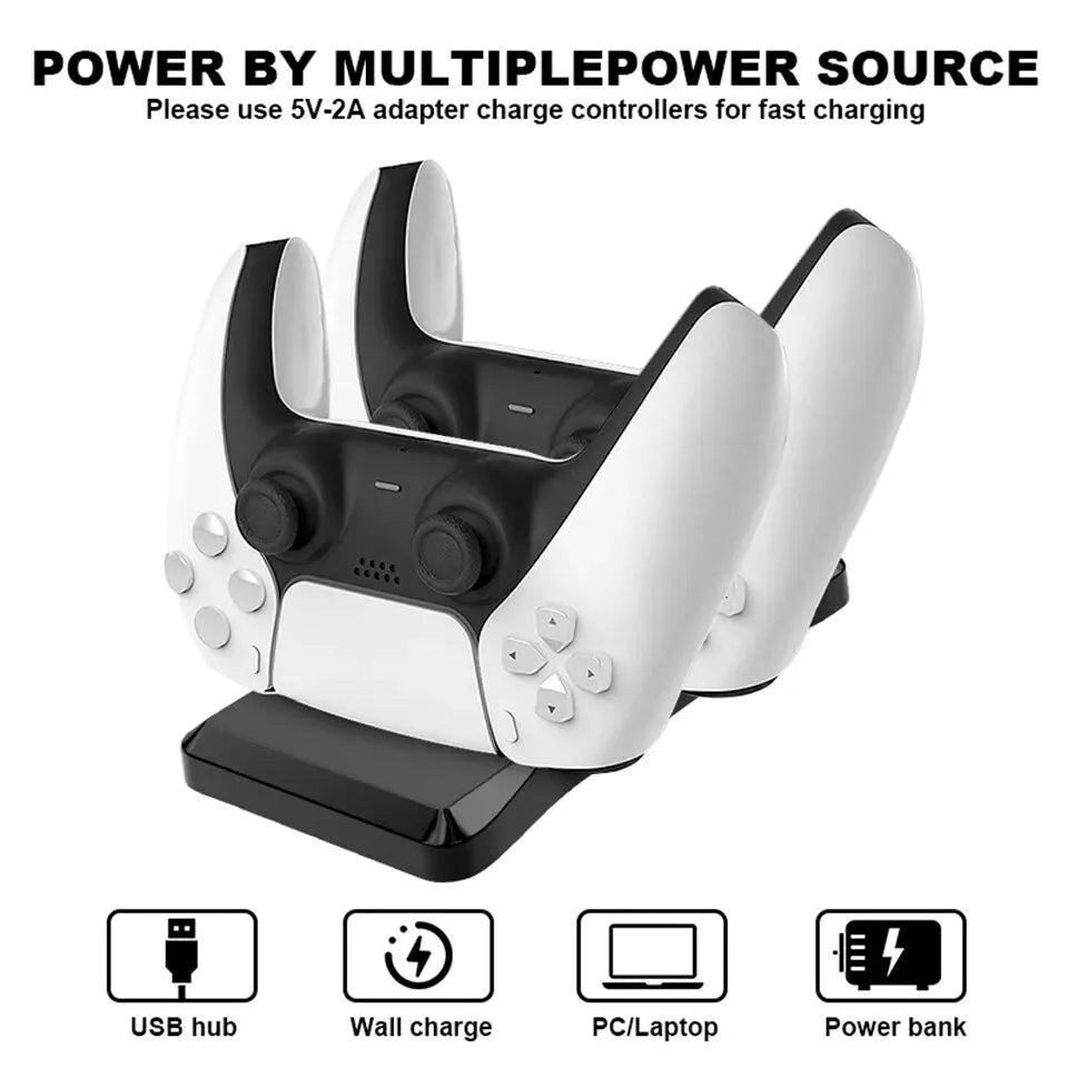 GAMINJA P51 Charger for PS5 Controller Station with Dual Charging Dock Fast Charging PS5 Wireless Controller Game Accessories