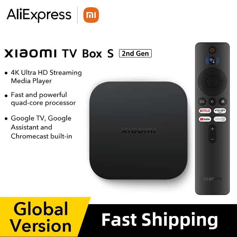 Global Version Xiaomi Mi TV Box S 2Nd Gen 4K Ultra HD BT5.2 2GB 8GB Google TV Google Assistant Smart TV Box