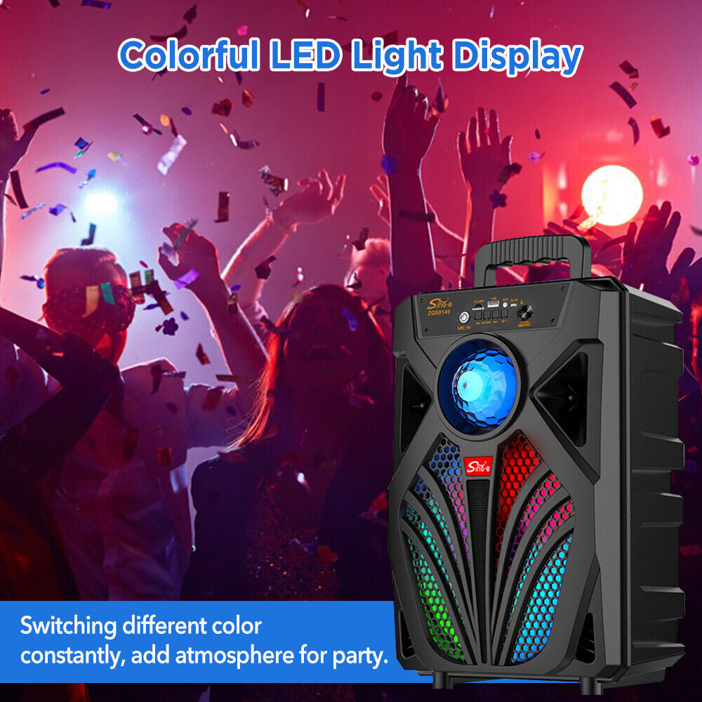 Wireless Portable Bluetooth Speaker Heavy Bass Sound System Party Subwoofer +Mic