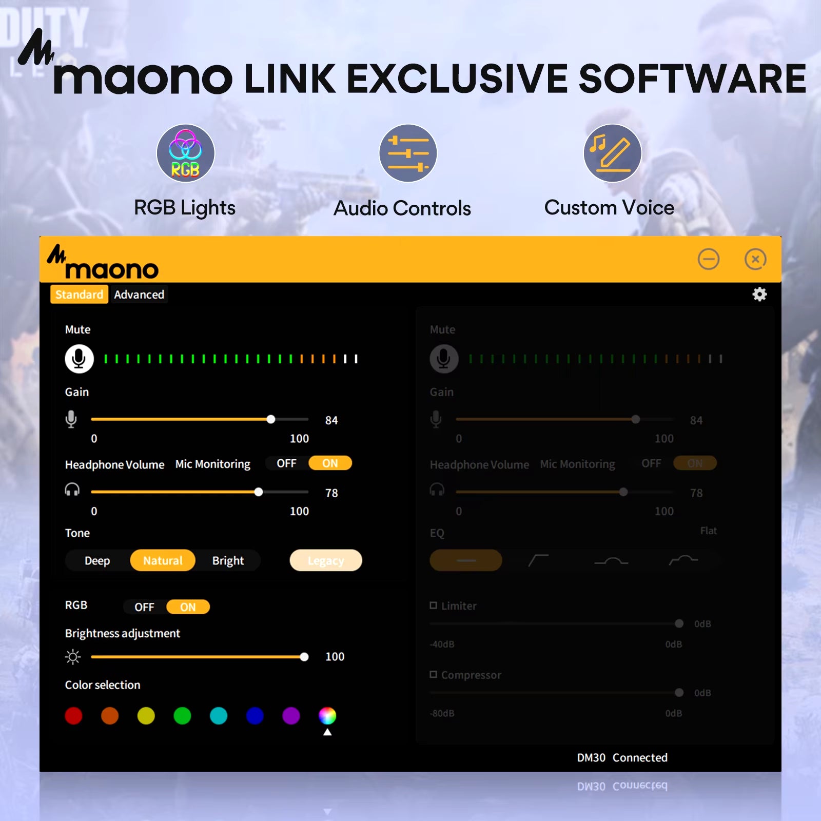 Maono DM30 RGB USB Microphone RGB Gaming Microphone Computer Mic USB Gaming Mic with Mic Gain and RGB Lighting for Pc,Phone