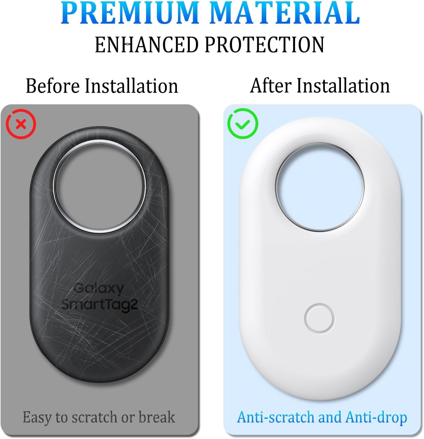 4 Pack Case Compatible with Galaxy Smarttag2 Holder, Soft Silicone Case with Keychain Anti-Lost Scratch Resistant Protective Cover Accessory for Samsung Galaxy Smart Tag2