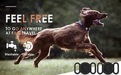 Airtag Dog Collar,Silicone Case for GPS Tracking Finder,Protective Cover Compatible with Apple Airtag,Safety and Anti-Lost,Dog Collar Cat Loop Holder Pet Accessories (Black-Black)