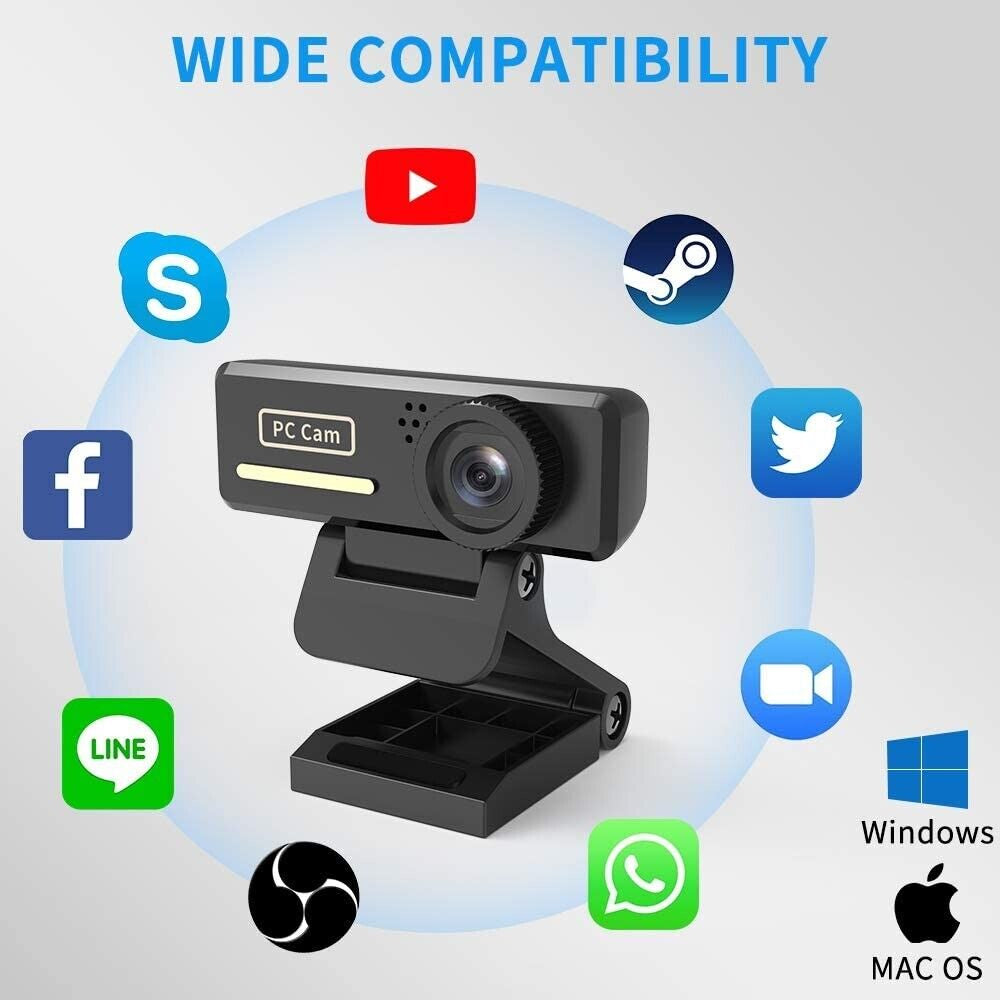 Full HD Webcam USB Autofocus Web Camera with Microphone for PC Laptop NEW UK