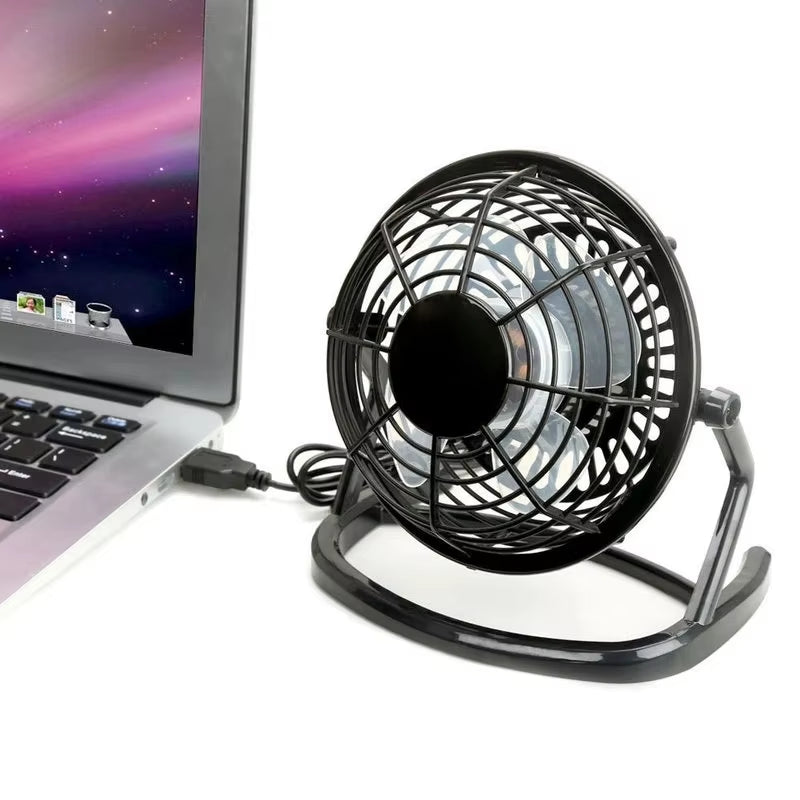 Strong Wind USB Silent Fan Desk Cooler for Laptop Notebook Desktop PC Ofiice Summer Cooling Fans 4 Blade Rotatable USB Mini Fan